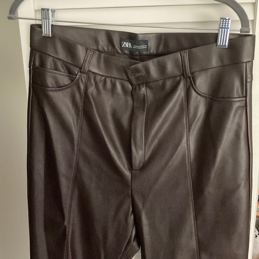 Zara leather leggings - beautiful coffee brown